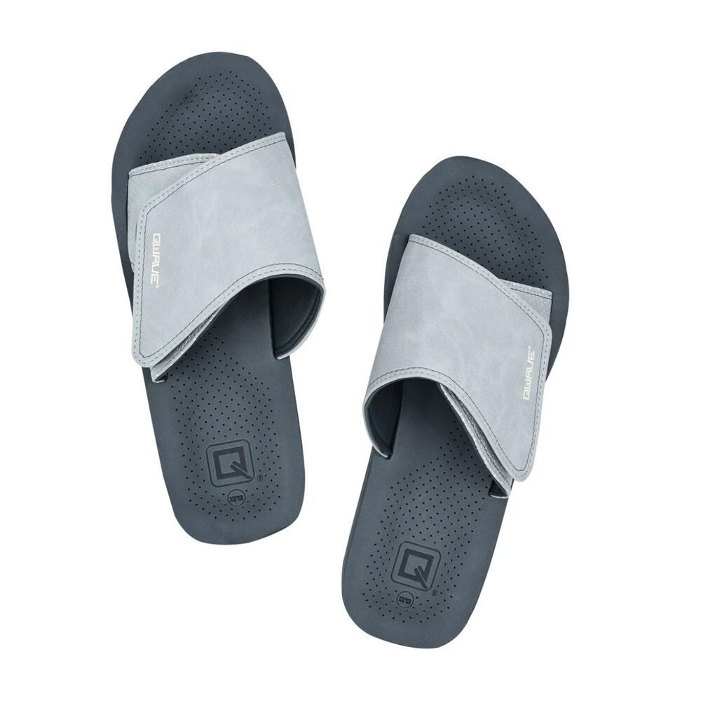 Mens Weathered Strap Ash Grey Charcoal Black Outdoor Comfort Slides Size 8.5 New